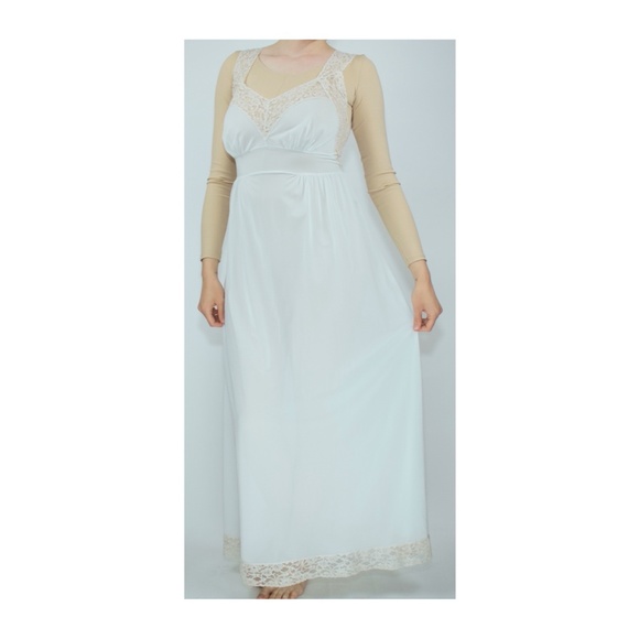 Vintage Lingerie Pale Blue Lace Maxi Slip Dress - Picture 2 of 4